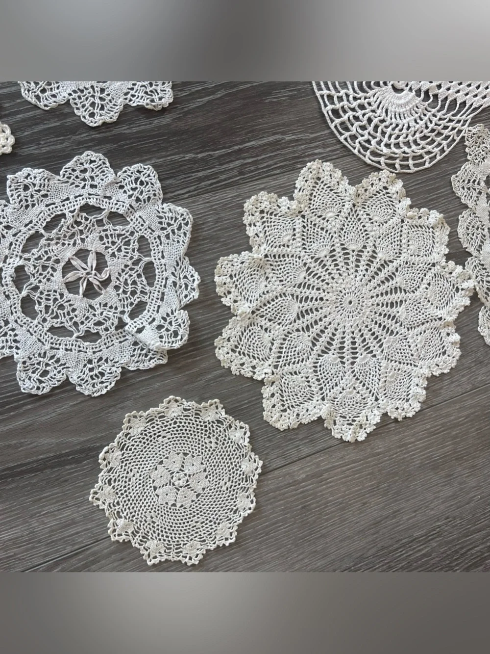 Handmade White Crochet Doily Set - Elegant Table Accents